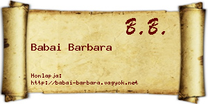 Babai Barbara névjegykártya